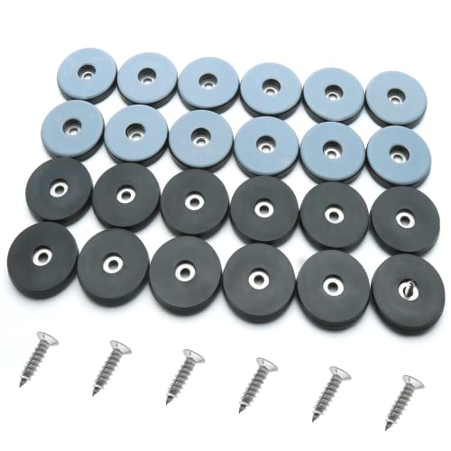 Rierdge 24 Pcs Teflon Furniture Sliders, 1-1/2 Inch Round Chair Sliders, Screw on Furniture Glides for Hardwood, Carpeted, Tile Floors (Grayish Blue)