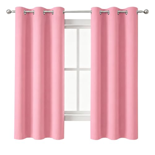 Image of LEMOMO Pink Thermal Blackout Curtains /38 x 54 Inch /Set of 2 Panels Room Darkening Curtains for Bedroom
