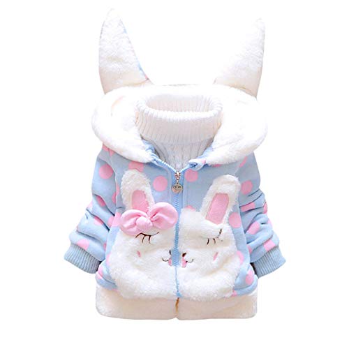 F_Gotal Children Clothing Baby Girls' Hooded Sweater Jacket with Sherpa Lining Light Blue