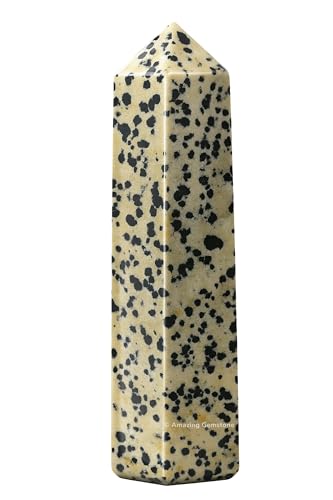 Image of Amazing Gemstone Large Dalmatian Jasper Crystal Towers ~ Natural Healing Crystal Point Obelisk for Reiki Healing and Crystal Grid (5.5 to 6 INCH)
