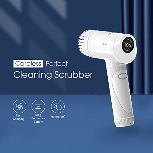 Arlink Cb15 Electric Spin Scrubber, Cleaning & Waxing Scrubber, Rechargable, Digital Screen, Waterproof, Long Endurance Battery, 5 Replaceable Brush Heads, Suitable For Any Surfaces, Taiwan Design #TOP1