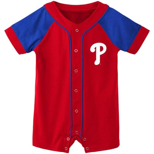 Outerstuff MLB Unisex-Baby Newborn & Infants 0-24 Months Little Slugger Onesie Bodysuit Romper (Philadelphia Phillies, 0/3 Months)