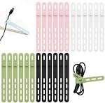 Donruby 24Pcs Silicone Cable Ties - Reusable & Washable with Locking Buckles, Adjustable Fastening Cable Management Straps, Multi-Purpose High Elasticity Cord Organizer (4 Colors)