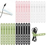 Donruby 24Pcs Silicone Cable Ties - Reusable & Washable with Locking Buckle Design, Adjustable Fastening Cable Straps, Multi-Purpose High Elasticity Cord Organizer (4 Colors)