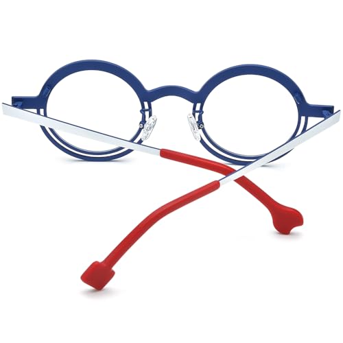Image of FONEX Colorful Pure Titanium Glasses Frame Women Retro Round Eyeglasses
