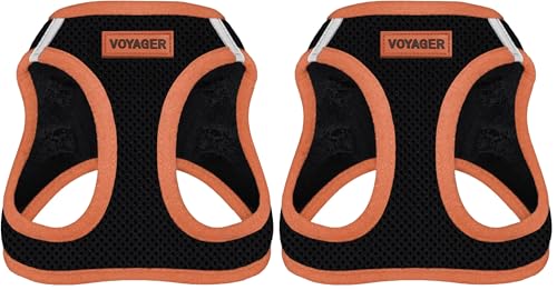 Image of Voyager Step-in Air Dog Harness - All Weather Mesh Step in Vest Harness for Small and Medium Dogs by Best Pet Supplies - Orange Trim, M (Pack of 2)