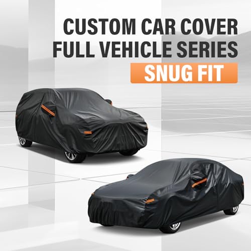 Image of Kayme 7 Layers Heavy Duty SUV Car Cover Waterproof All Weather, Full Exterior Cover Outdoor Snow Sun Uv Protection with Zipper for Automobiles, Universal Fit for Sedan (191 to 201 Inch) Black