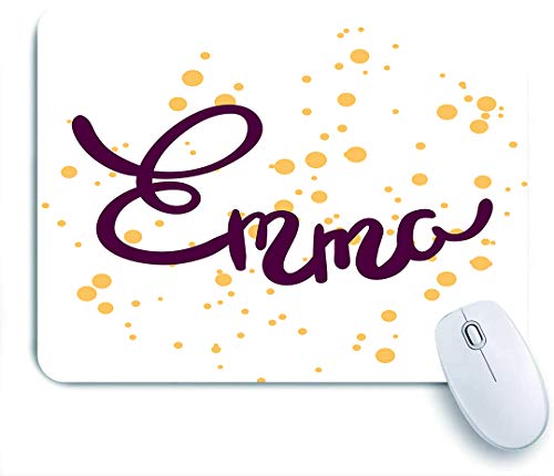 Preisvergleich Produktbild Dekoratives Gaming-Mauspad,Emma Feminine Letters Arrangement Handgeschriebene Namen für neugeborene Mädchen Curves and Swirls,Bürocomputer-Mausmatte mit rutschfester Gummibasis