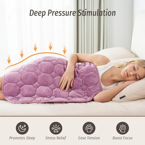 Image of Wemore Weighted Lap Blanket 7lbs for Adults, Small Weighted Blanket for Travel, Calming, Relaxing, Napping and Sleeping, All-Season Weighted Lap Pad, Machine Washable, Purple 24x29 inches