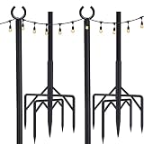 RINLAIN Outdoor String Light Poles 2 Pack, Heavy Duty Designed String Light Pole to Use Your Garden,
