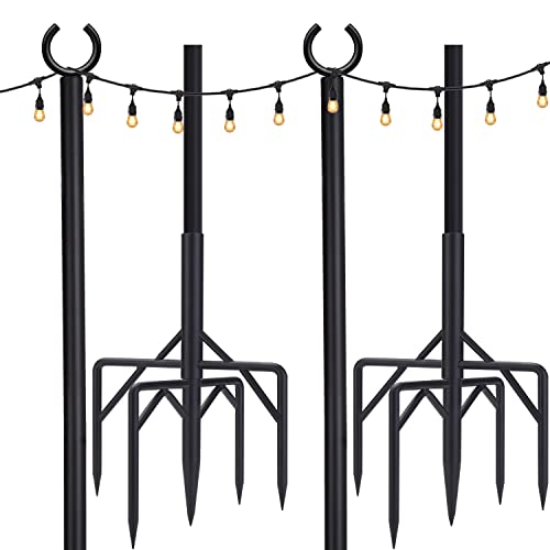 Rinlain Outdoor String Light Poles 2 Pack, Heavy Duty Designed String Light Pole To Use Your Garden, Backyard, Patio, Wedding, Party, Birthday Decorations #TOP15