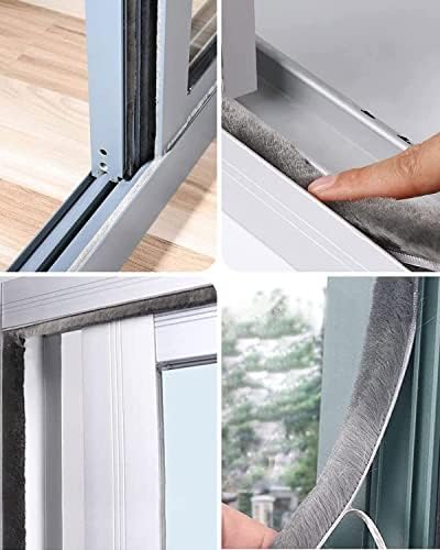 E-SMARTER Adhesive Brush Weather Stripping, 5m(L)*9mm(W)*9mm(H) Weatherproof Door Draft Excluder Strip, High Density Door Brush Strip Draught Excluder for Door Frame Insulation, Window, Garage, Grey