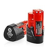 Energup 2 Pack 12V 2000mAh Replacement M12 48-11-2410 Lithium-ion Battery for Milwaukee 48-11-2420 48-11-2411 48-11-2401 48-11-2402 48-11-2401 REDLITHIUM Cordless Tools