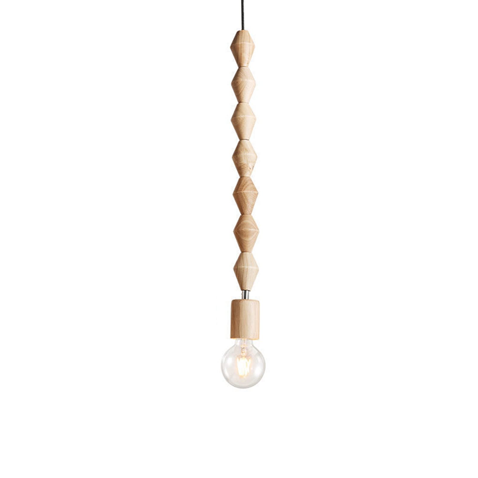 HYJAUSXB Rustic Wood Bead Chandelier Pendant Light for Kitchen Dining Room Farmhouse Bar Cafe Shop Modern Swag Hanging Lamp Ceiling Fixture (Wood Color)