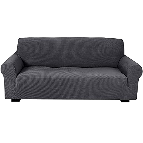 YSLLIOM High Stretch Sofabezug Moderne Sofaüberwurf Jacquard Elastische Sofahusse für Wohnzimmer Protector für Hunde Haustiere (Zweisitzer/2-Sitzer,Dunkelgrau) Cover