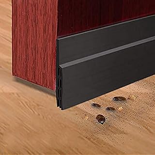 EVILTO Door Draft Stopper Under Door Seal Strip Self Adhesive Door Insulation Strip Soundproofing Bottom Door Seal Tape Weather Stripping (2 Pack, Black)