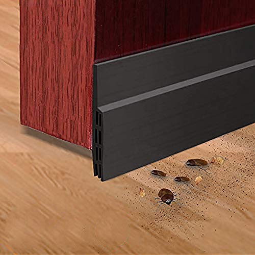 EVILTO Lot de 2 bandes de protection autocollantes pour porte et dessous de porte - Isolation sonore - Coupe-vent - Pour dénuder les intempéries - Noir