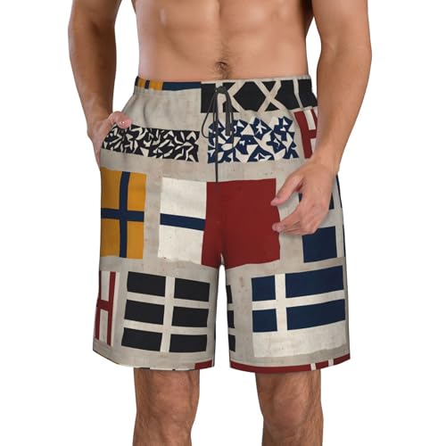 WZYCWB Pantalones cortos de surf con estampado nórdico para hombre, adecuados para correr, uso casual, traje de baño de playa, blanco, 3XL