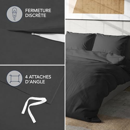 Dreamzie Parure de Lit 4 Pieces 240x220+160x200 cm Gris – vue 5