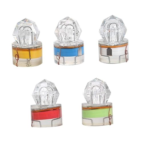 GRIRIW 5Pcs LED Underwater Fishing Lights for Attracting Bait and Fish Colorful Lure Lights Red Blue White Green for Deep Sea Fishing and Night Angling