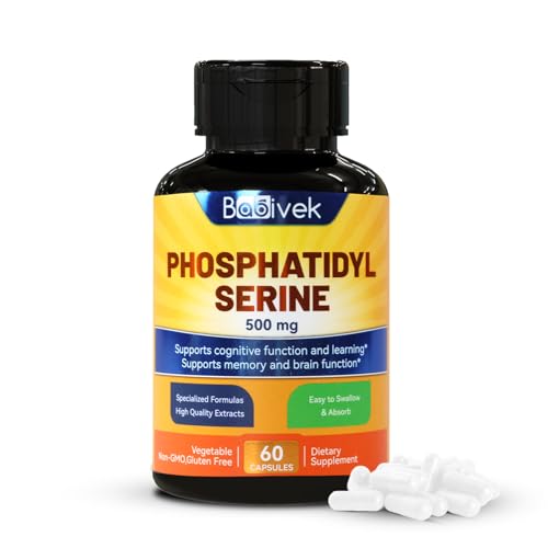 Babivek Phosphatidyl Serine 500mg, Phospholipid Compound Derived from Soy Lecithin, Supports Cognitive Health and Brain Function, 60 Vegetable Capsules Non-GMO, Gluten-Free, Vegetarian Friendly