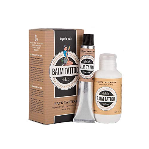 BALM TATTOO - Vegan Pack Balm Tattoo - Cream+ Cleansing Gel for tattoos - Tattoo Aftercare - Moisturizes your skin - Suitable for sensitive tattooed skin - 30 gr+100 ml