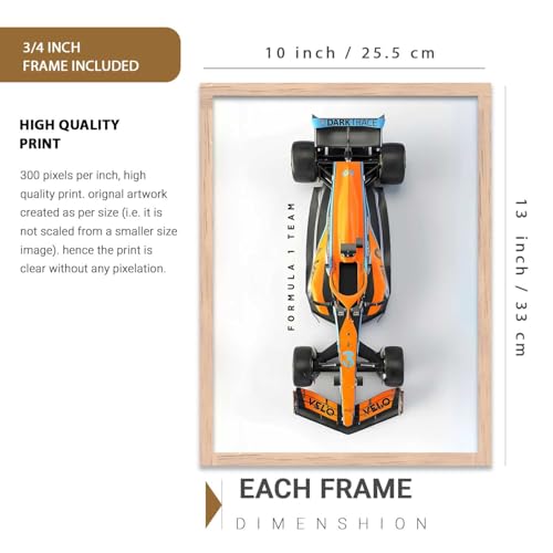 Image of KOTART Big McLaren Ferrai Mercedes F1 Cars Framed Posters Gift Items for Boys Room Wall Decoration Bedroom Living Room Office Studio Decor | Car Poster Frame for Wall Decor Set Of 3 Size (19 X 25 inch)