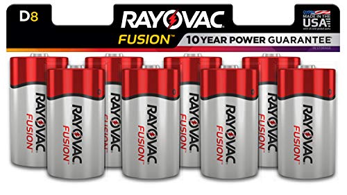 Rayovac Fusion D Batteries, Premium Alkaline D Cell Batteries (8 Battery Count)