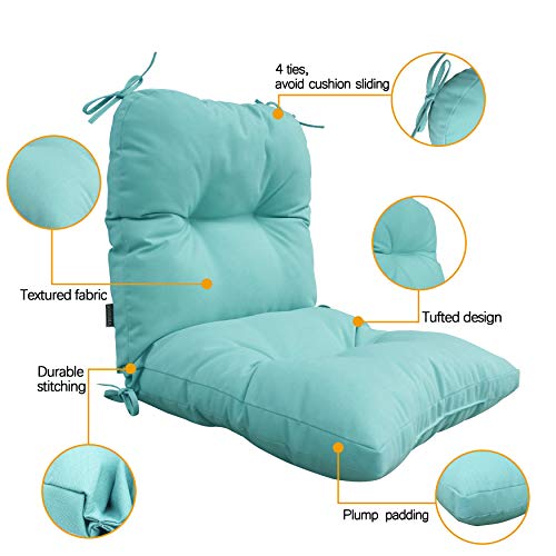 Bossima HB007ODG Outdoor Indoor High Back Chair Tufted Cushions Comfort Replacement Patio Seating Cushions Set Of 2 Deep Green thumb #2