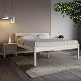 Hansales Seniorenbett 180x200 cm Triin Scandi Style ohne Rollrost aus hartem FSC® Birken Massivholz - über 350 kg - Holzbett 55 cm hoch mit Kopfteil - Stabiles Doppelbett für Senioren - Ehebett