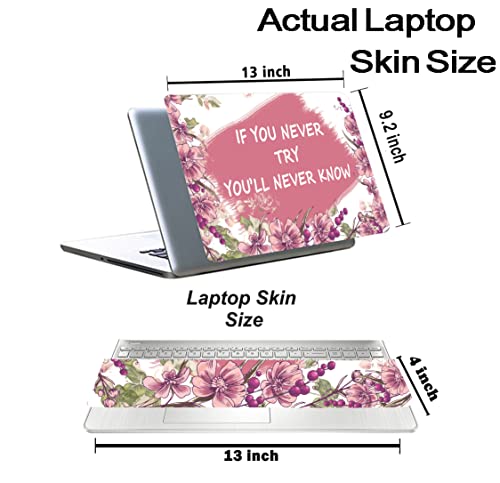 Inkykart Floral D23 Top+Wrist Pad Vinyl Laptop Skin/Sticker/Cover for 13 to 13.3 Inches Laptops Laminated-Removable-HD Quality Compatible for Hp-Dell-Sony-Lenovo-Asus etc.(13x9.2 Inches)