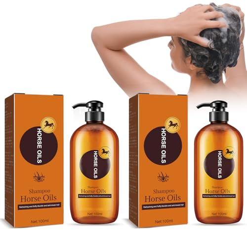 Champú De Aceite De Caballo, Champú Nutritivo Para El Cabello, Champú Anticaída Champú Anti-Caspa, Champú Hidratante, Hace Que El Cabello Sea Más Fuerte Y Grueso (2 Pcs)