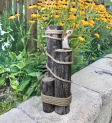 Drh Ocean’s Perch Pelican On Wood Piling Garden Bird Decor - 30“ Coastal Decor - Pelicans Bird Statue - Beach Decor Fisherman’s Rope On 3 Wooden Stumps - Nautical Decoration For Any Home Office #TOP4