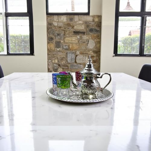 Moroccan Tea Tray Serving Cocktail Silver Handmade Fez Small Or Large Round (9/11/13/15 Inches) (11 Inch)