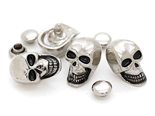 Craftmemore Skull Decorative Rapid Rivet Studs For Bracelets Bags Belts Leathercraft 13X22Mm Pack Of 5 Sk01 (Big Silver) #TOP12