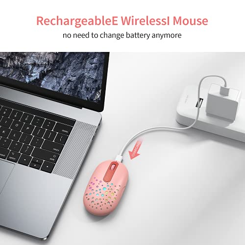 Pryrose Led Wireless Mouse, Backlit Color Changing Mouse With Honeycomb Shell, 2.4G Wireless Rechargeable Slim Silent Mice, 3 Adjustable Dpi For Laptop Computer Chromebook #TOP5
