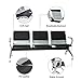 Airport Reception Chairs Waiting Room Chair with Black Leather Cushion, Lobby Chairs for Reception Room, Office, 3 Seat Reception Bench, Black