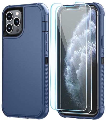 Image of SunStory Compatible with iPhone 11 Pro Max Case with HD Screen Protector, 3-Layer Heavy Duty Full-Body Cover,3 in 1 Hybrid Protective Case for iPhone 11 Pro Max 6.5 inch,Blue