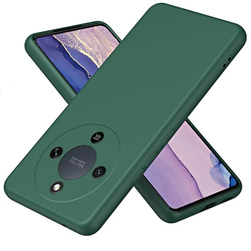 XINYEXIN Silicone Case for Honor Magic 8 Lite, Ultra Slim Shockproof Cover with Microfiber Lining, Flexible Soft Back, Slim Grip Protective Phone Case - Dark Green