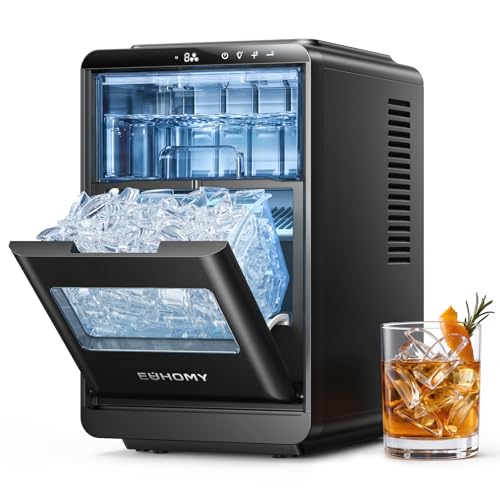 Image of EUHOMY Countertop Crescent Ice Maker, 16Pcs in 12Mins, 35Lbs /24H, Auto Deep Cleaning, Timer, Adjustable Ice Thickness, Portable Ice Cube Maker for Whiskey /Coffee /Soft Drinks