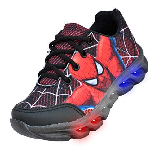 Tenis Masculino Infantil Led Luzinha Homem Aranha + Chinelo (25)