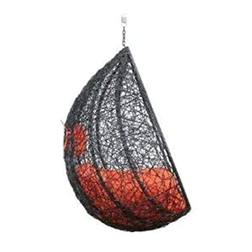Image of Hammock Swing Chair Without Stand for Home, Hanging Swings for Indoor, Outdoor, Home, Patio, Balcony, Garden (Swing-Black,Cushion-Orange)