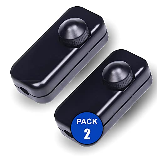 PACK 2 UNID - Interruptor Regulador de luz - Atenuador de Intensidad para Luces LED y Bombillas Regulables - 220-240V - Dimmer para lámparas con protección de sobrecarga - Color Negro.