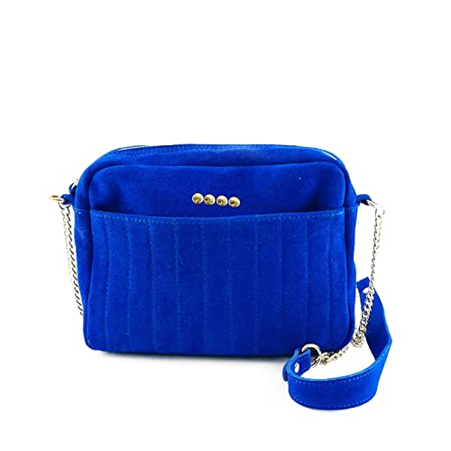 Sac à bandoulière BE MY BAG en cuir véritable bleu électrique avec fermeture éclair