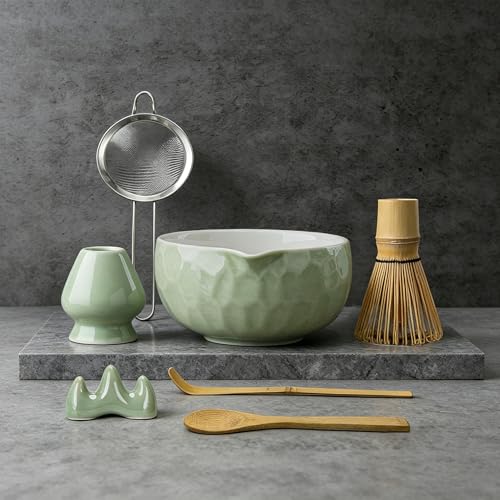 9-Piece Ceramic Matcha Set with Spouted Bowl