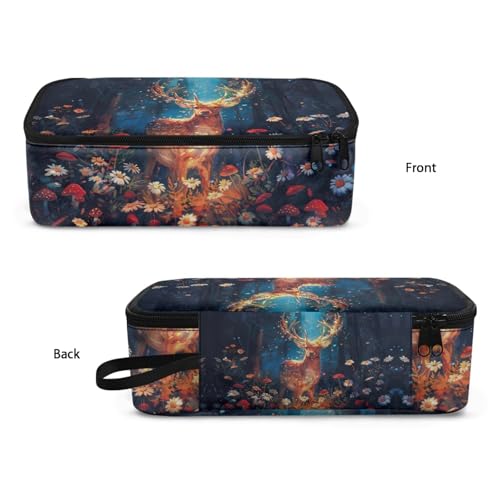Image of Deer Forest Floral Girls Pencil Case for Kids Large Pencil Pouch for 2Nd 3Rd Children Aesthetic Pencil Organizer for School Boys Students Pencil Container for Back to School Gifts