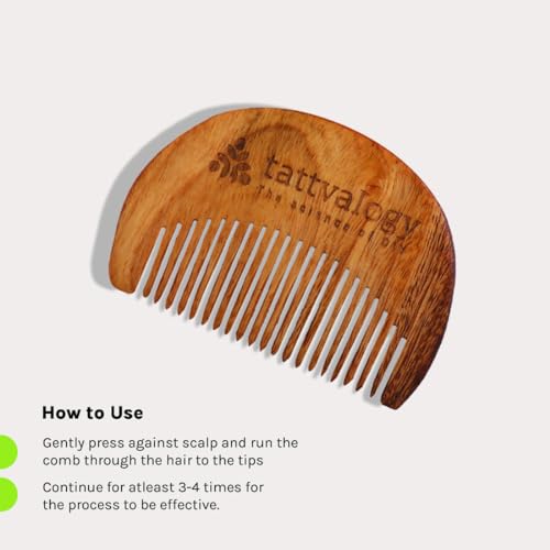 Image of Tattvalogy Raw Neem Wood Beard Comb |Kaachi Neem Wooden Comb for Blood Circulation & Hair Growth | avoid Hair Pulling, Static Electricity, Itchy Scalp & Oil Build-Up