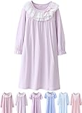 ABALACOCO Girls Kids Princess Lace Nightgown Long Sleeve Cotton Sleepwear Dress Pretty Homewear Dres