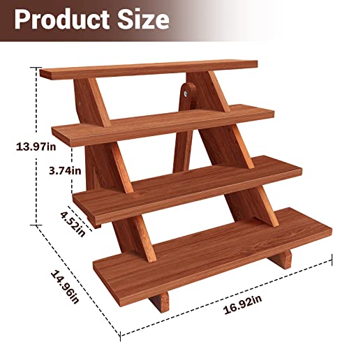Yifor Wooden Display Stand, 4 Tier Wood Cupcake Stands, Display Shelf For Pop Figures, Vintage Tiered Display Stand For Perfume, Makeup, Figure, Dolls Collection, Condiment #TOP1
