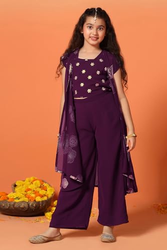 Image of Fashion Dream Girls Georgette Embroidered Palazzo Set|Kids Ethnic Wear|sharara set for girls|Indo Western Set